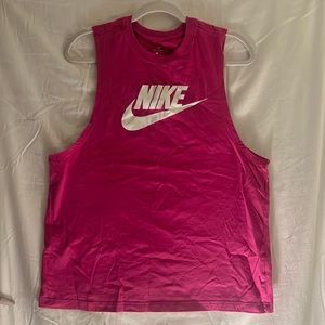 The Nike Tee, bright pink with white logo